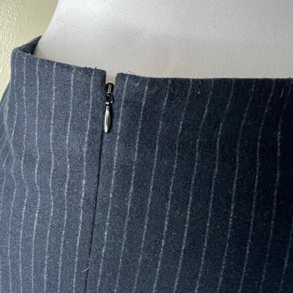 Joie Iveta Skirt Medium Black Pinstripe High Waist Flounce Hem Work Preppy Chic - Picture 7 of 10
